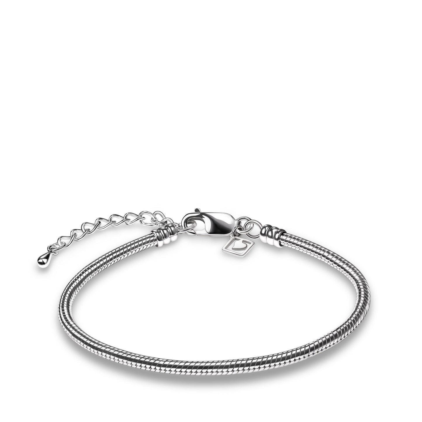 Bracelet: 9" Snake (Sterling Silver .925) - Rhodium Plated - AC1001