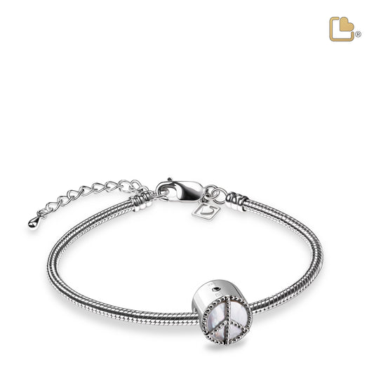 Bead: Peace Mother of Pearl - Rhodium Plated - BD2120