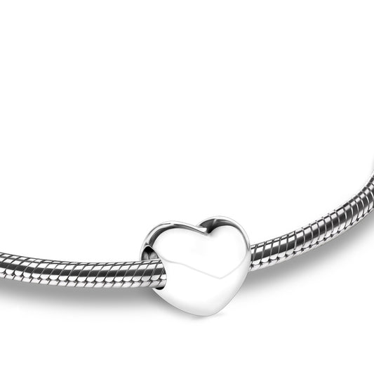 Bead: LoveHeart - Rhodium Plated - BD2000