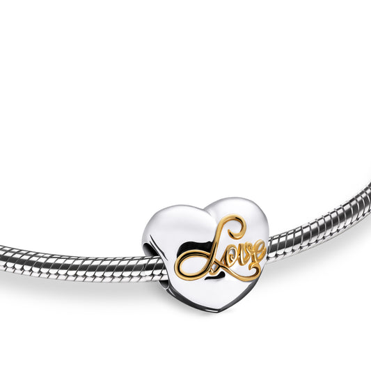 Bead: Spell your Love - Rhodium Plated Gold Vermeil Two Tone - BD2002*