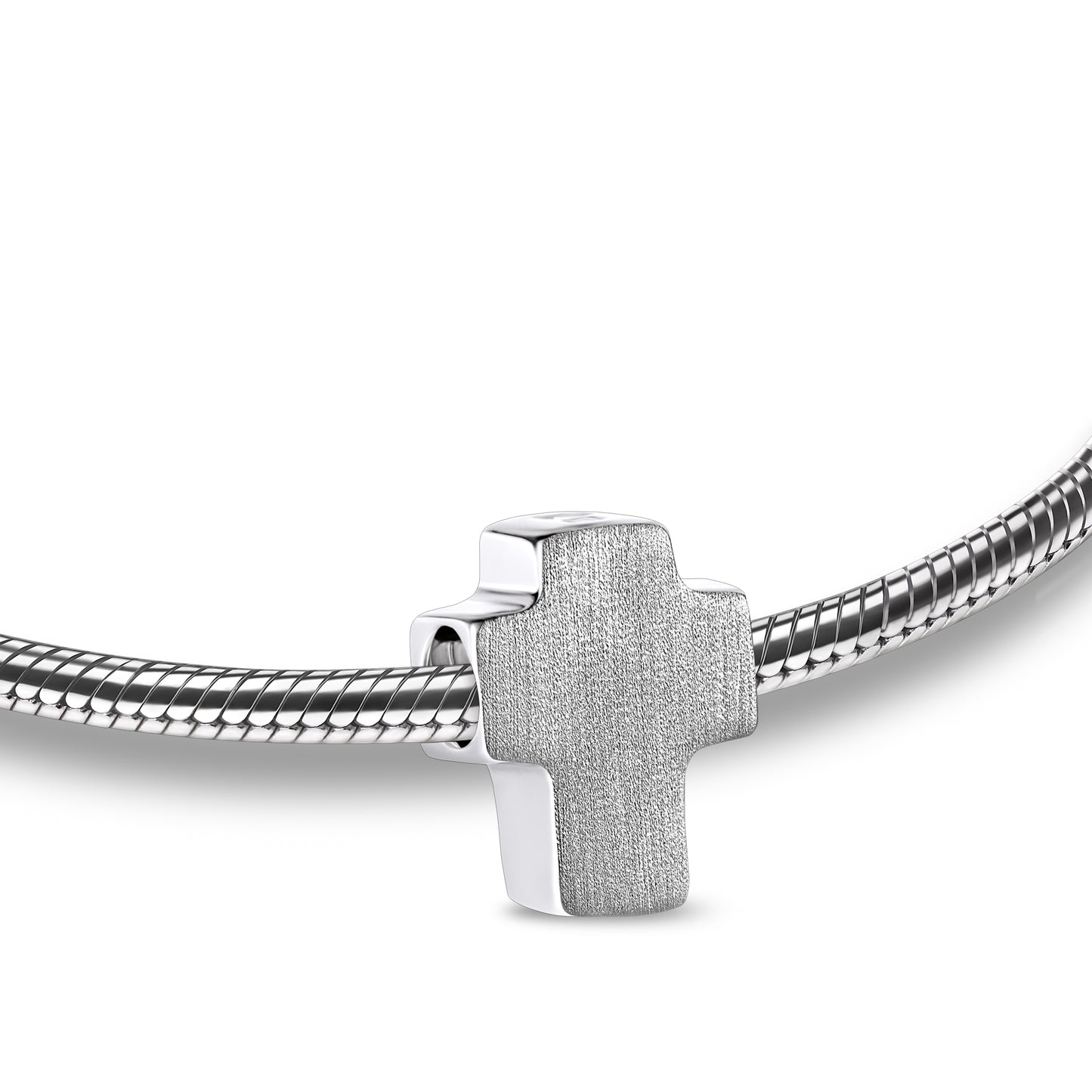 Bead: Cross - Rhodium Plated Two Tone - BD2050*