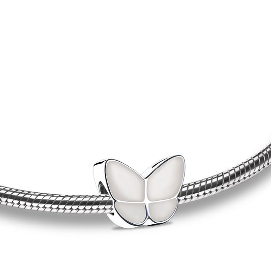 Bead: Wings Of Hope Pearl - Enamel Rhodium Plated - BD2092