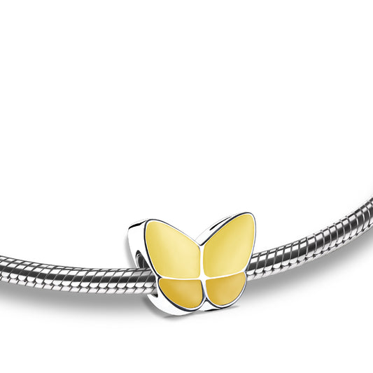 Bead: Wings Of Hope Yellow - Enamel Rhodium Plated - BD2093