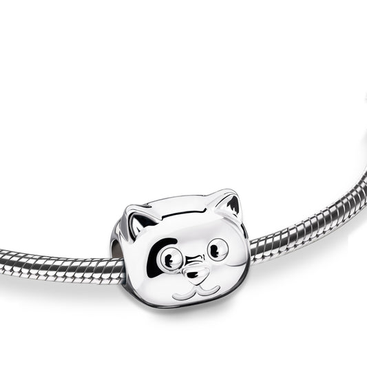 Bead: Cat - Rhodium Plated - BD2101