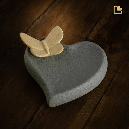 Heart with Butterfly Accent Moss & Yellow (Keepsake) - CK170*