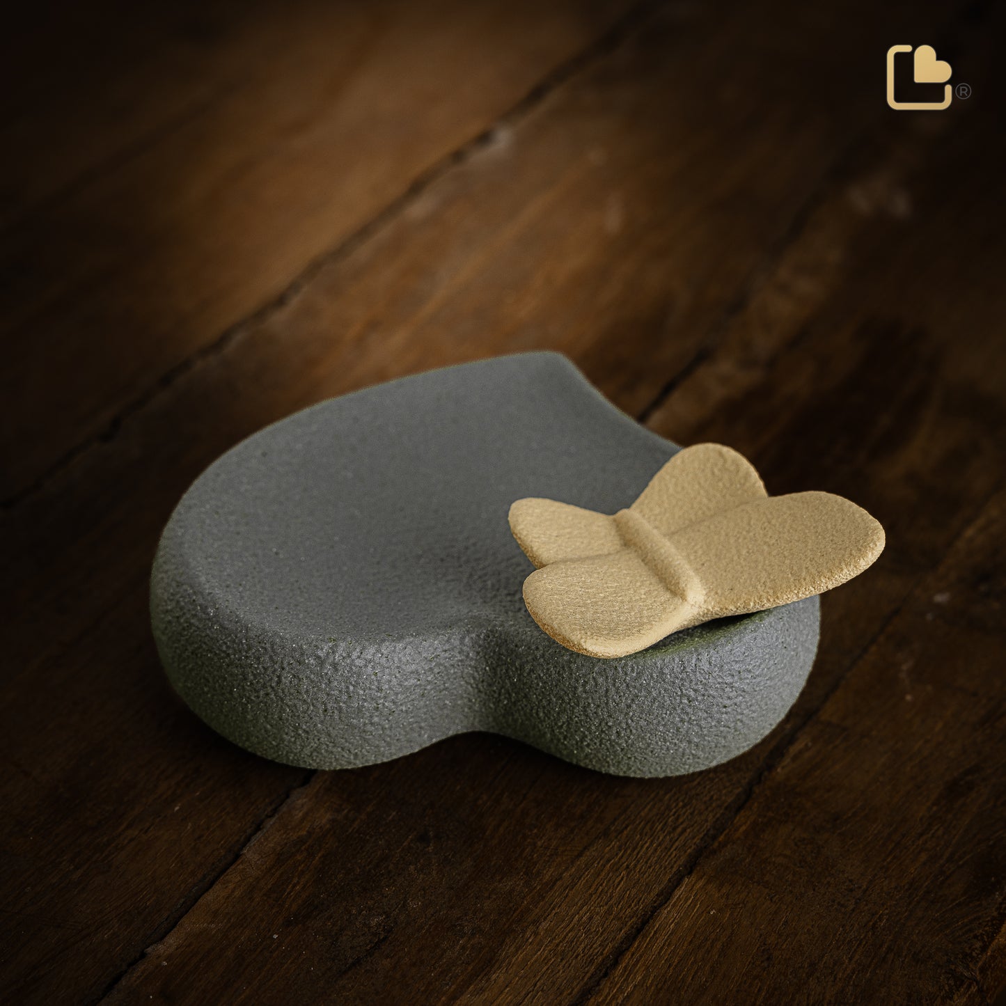 Heart with Butterfly Accent Moss & Yellow (Keepsake) - CK170*