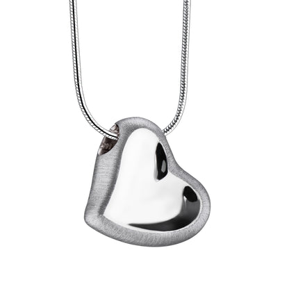 Pendant: Leaning Heart - Rhodium Plated Two Tone - PD1000