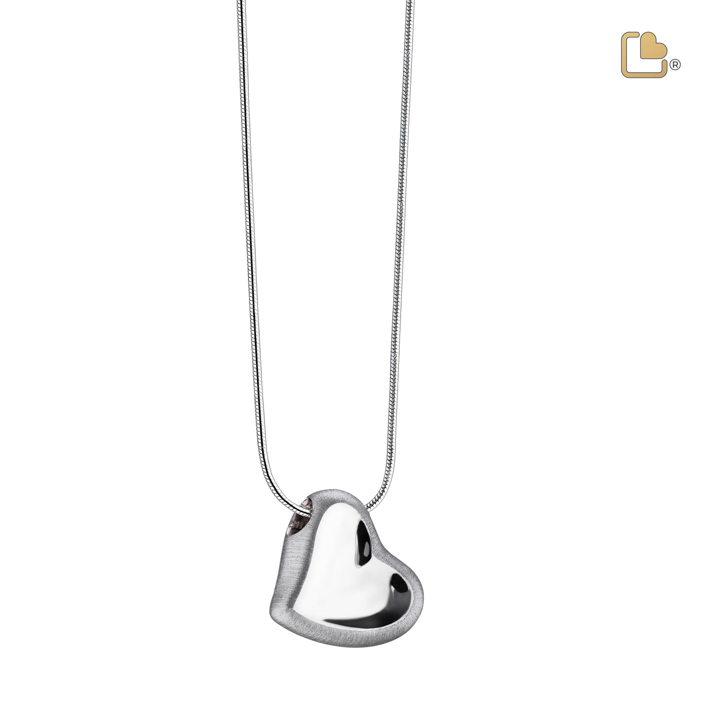 Pendant: Leaning Heart - Rhodium Plated Two Tone - PD1000