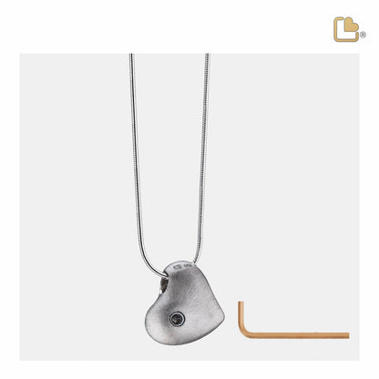 Pendant: Leaning Heart - Rhodium Plated Two Tone - PD1000