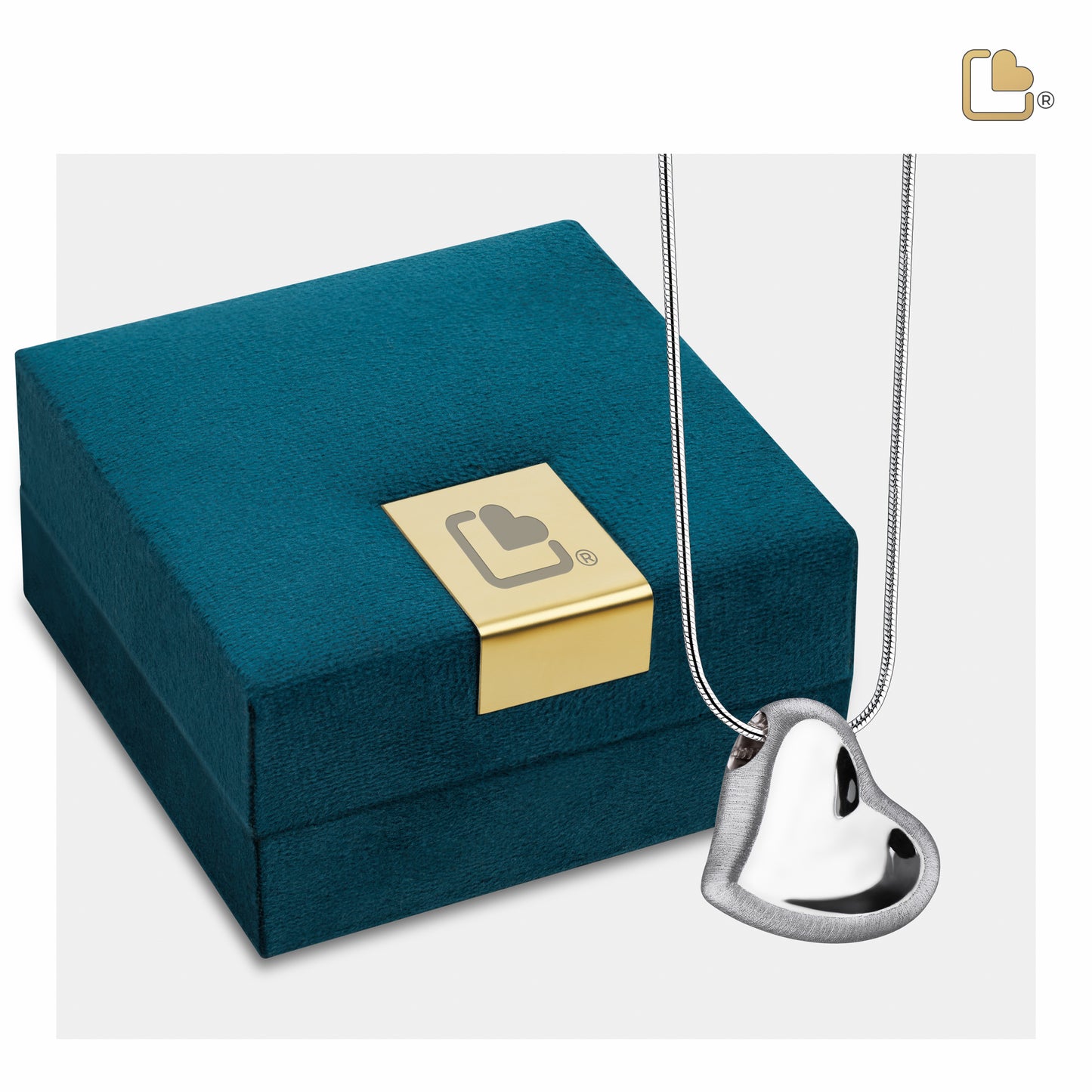 Pendant: Leaning Heart - Rhodium Plated Two Tone - PD1000