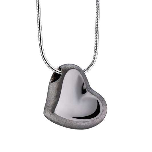 Pendant: Leaning Heart - Ruthenium Plated Two Tone - PD1002*