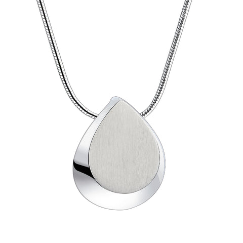 Pendant: Drop - Polished & Brushed Silver - PD1024