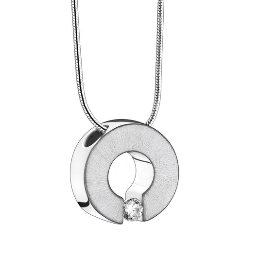 Pendant: Omega - Rhodium Plated Two Tone w/Clear Crystal - PD1040*