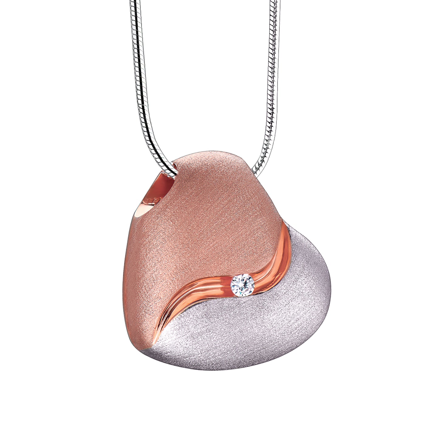 Pendant: Heartfelt - Rose Gold Vermeil Two Tone w/Clear Crystal - PD1051