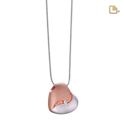 Pendant: Heartfelt - Rose Gold Vermeil Two Tone w/Clear Crystal - PD1051