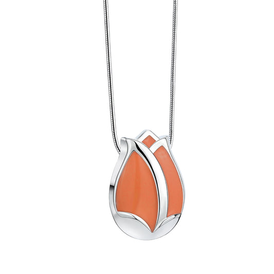 Pendant: Tulip - Polished Silver & Pearl Orange - PD1073*