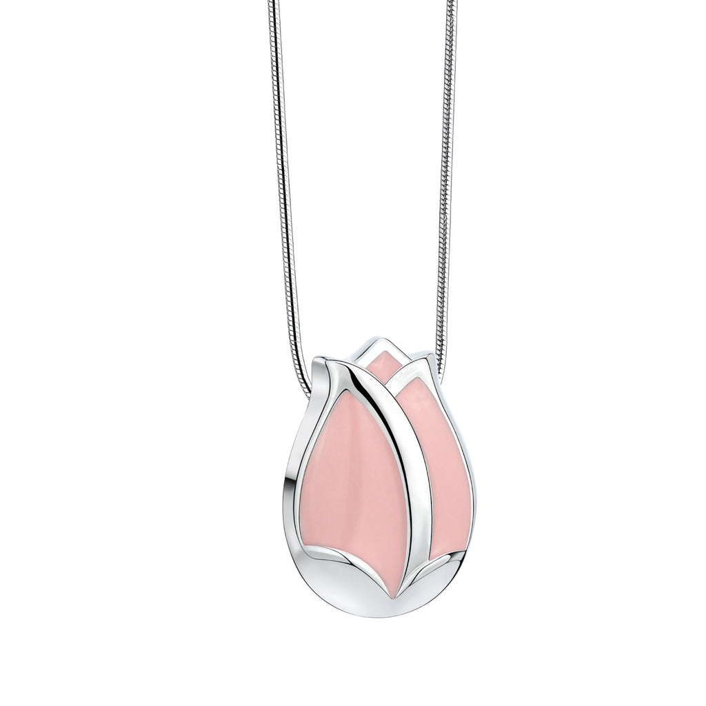 Pendant: Tulip - Polished Silver & Pearl Pink - PD1075