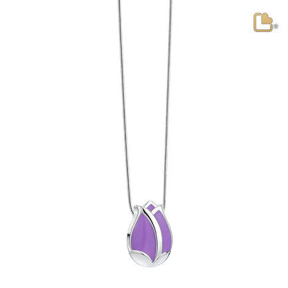 Pendant: Tulip - Polished Silver & Pearl Purple - PD1076*