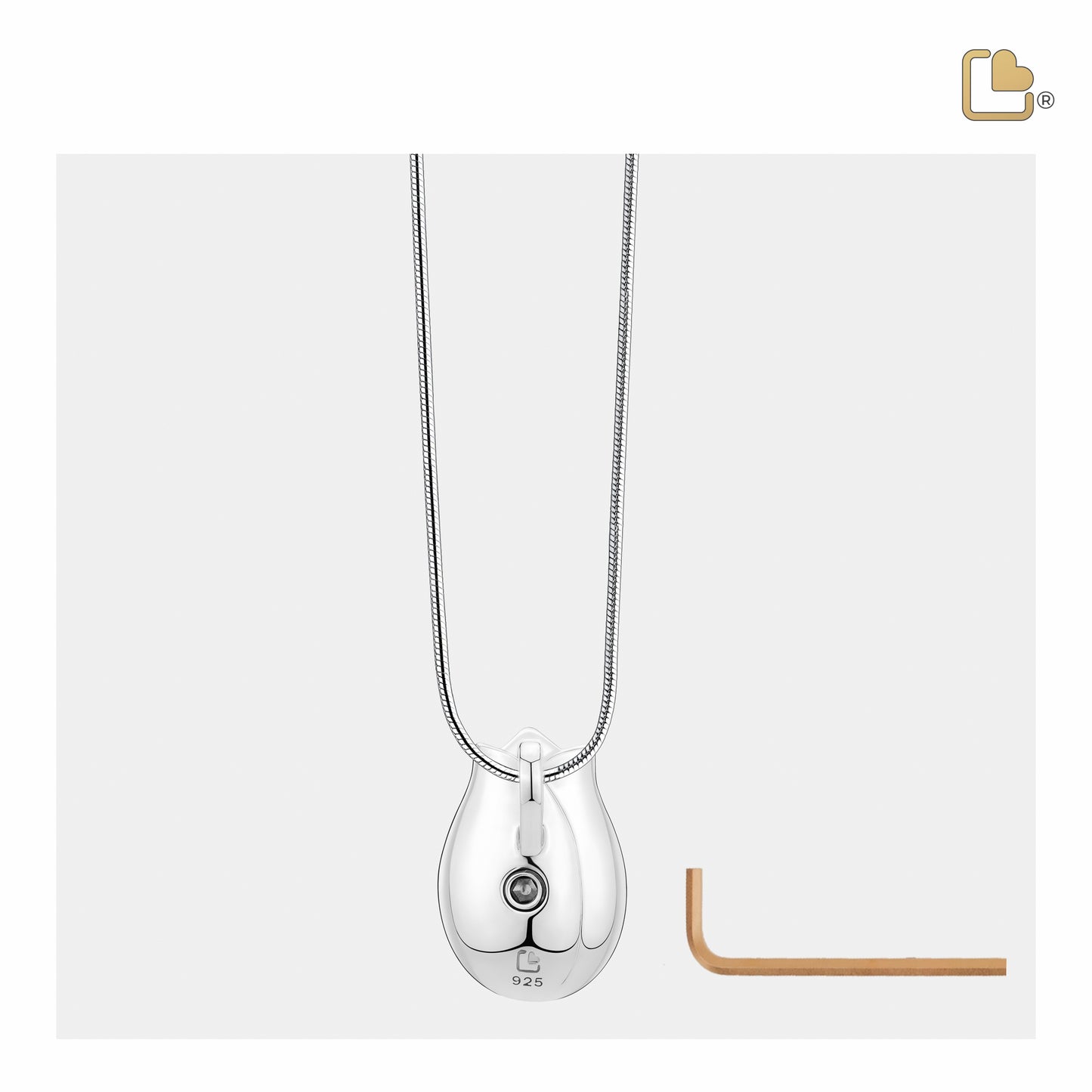 Pendant: Tulip - Polished Silver & Pearl Purple - PD1076*