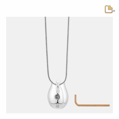 Pendant: Tulip - Polished Silver & Pearl Purple - PD1076*