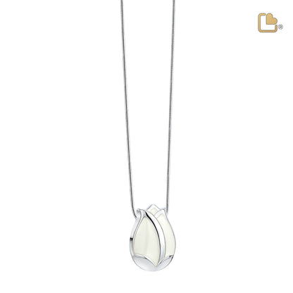 Pendant: Tulip - Polished Silver & Pearl White - PD1077