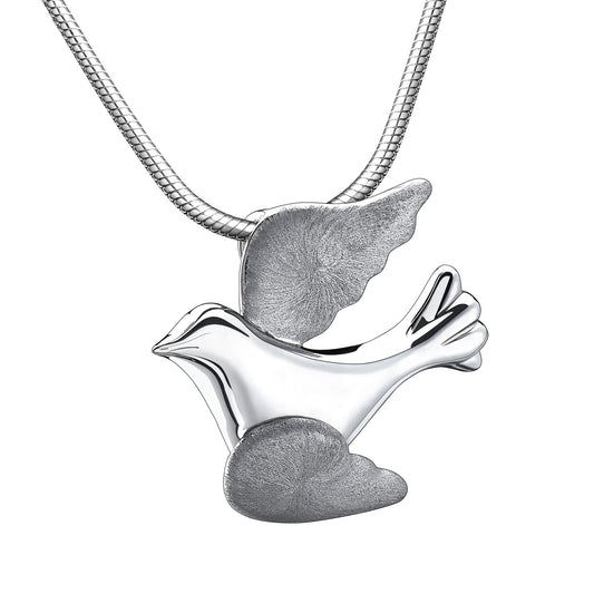 Pendant: Flying Dove - Rhodium Plated Two Tone - PD1190