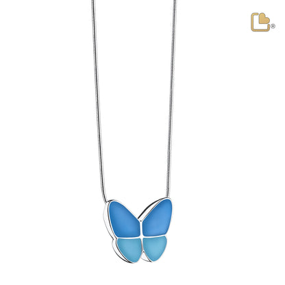 Pendant: Wings Of Hope Blue - Enamel Rhodium Plated - PD1201