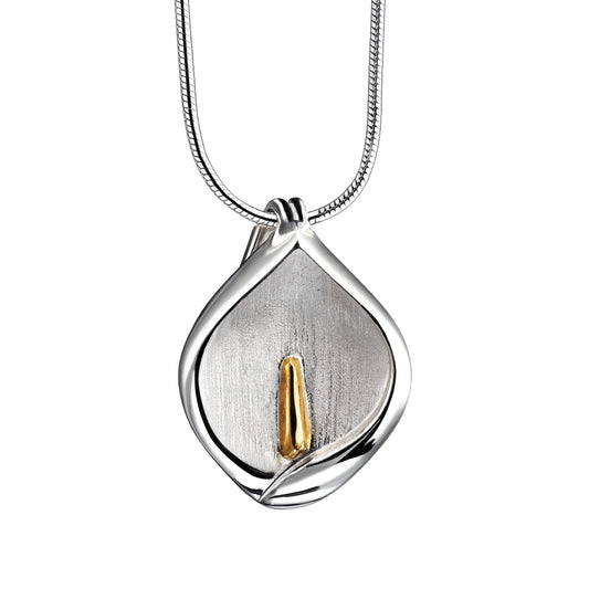 Pendant: Calla Lily - Rhodium Plated Gold Vermeil Two Tone - PD1210