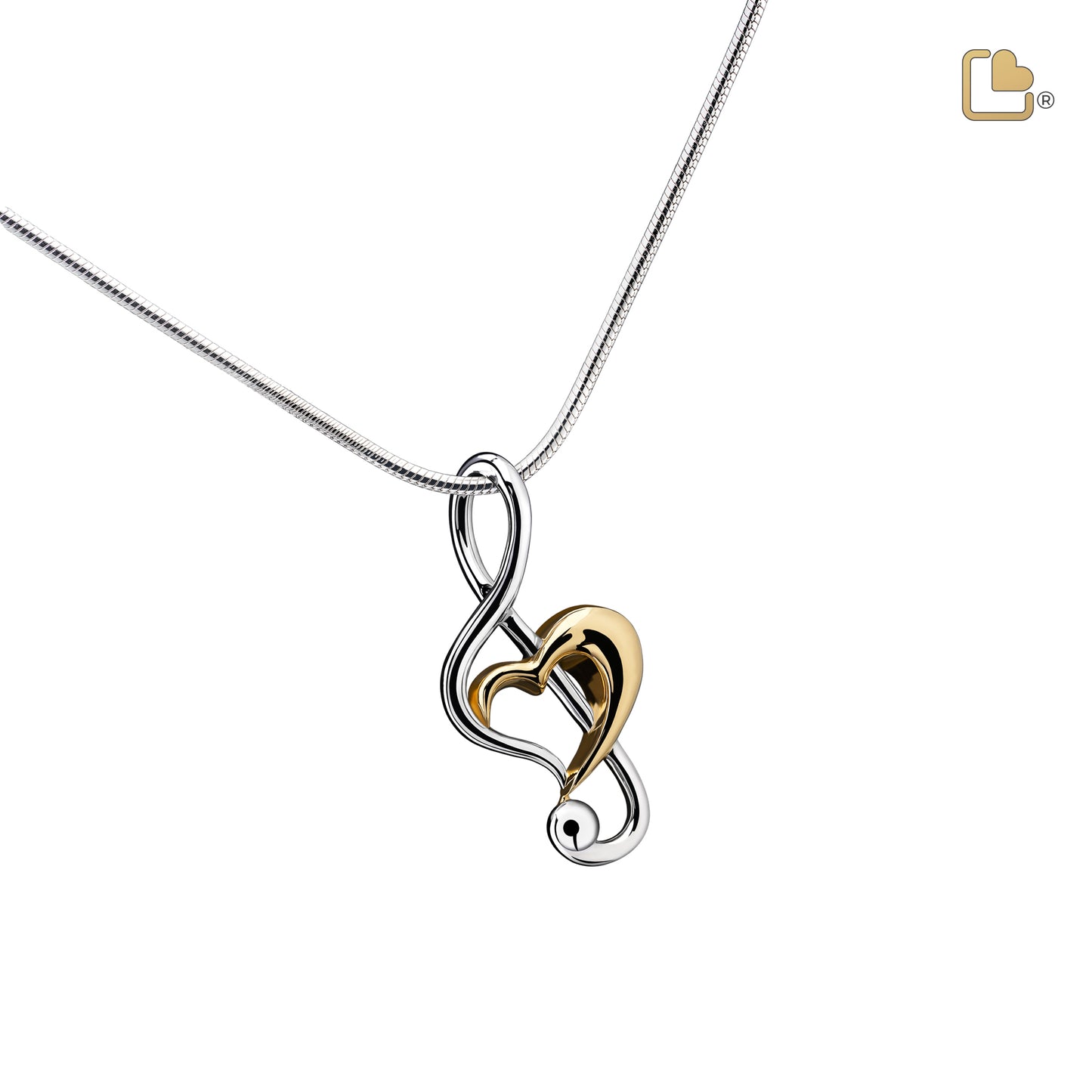 Pendant: Treble Clef Heart - Rhodium Plated Gold Vermeil Two Tone - PD1250