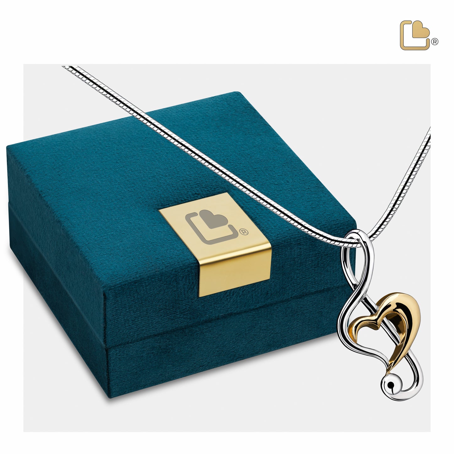 Pendant: Treble Clef Heart - Rhodium Plated Gold Vermeil Two Tone - PD1250