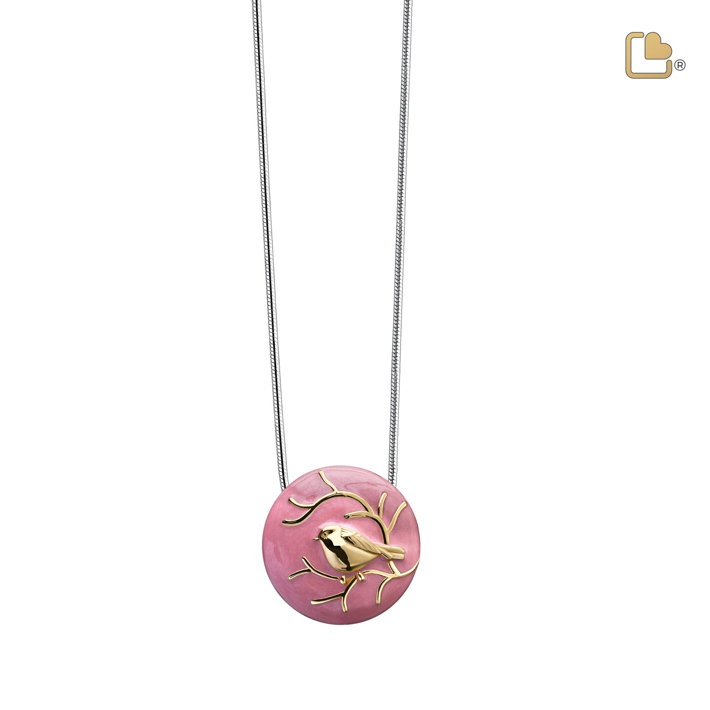 Pendant: Blessing Birds - Pink Enamel Gold Vermeil - PD1270