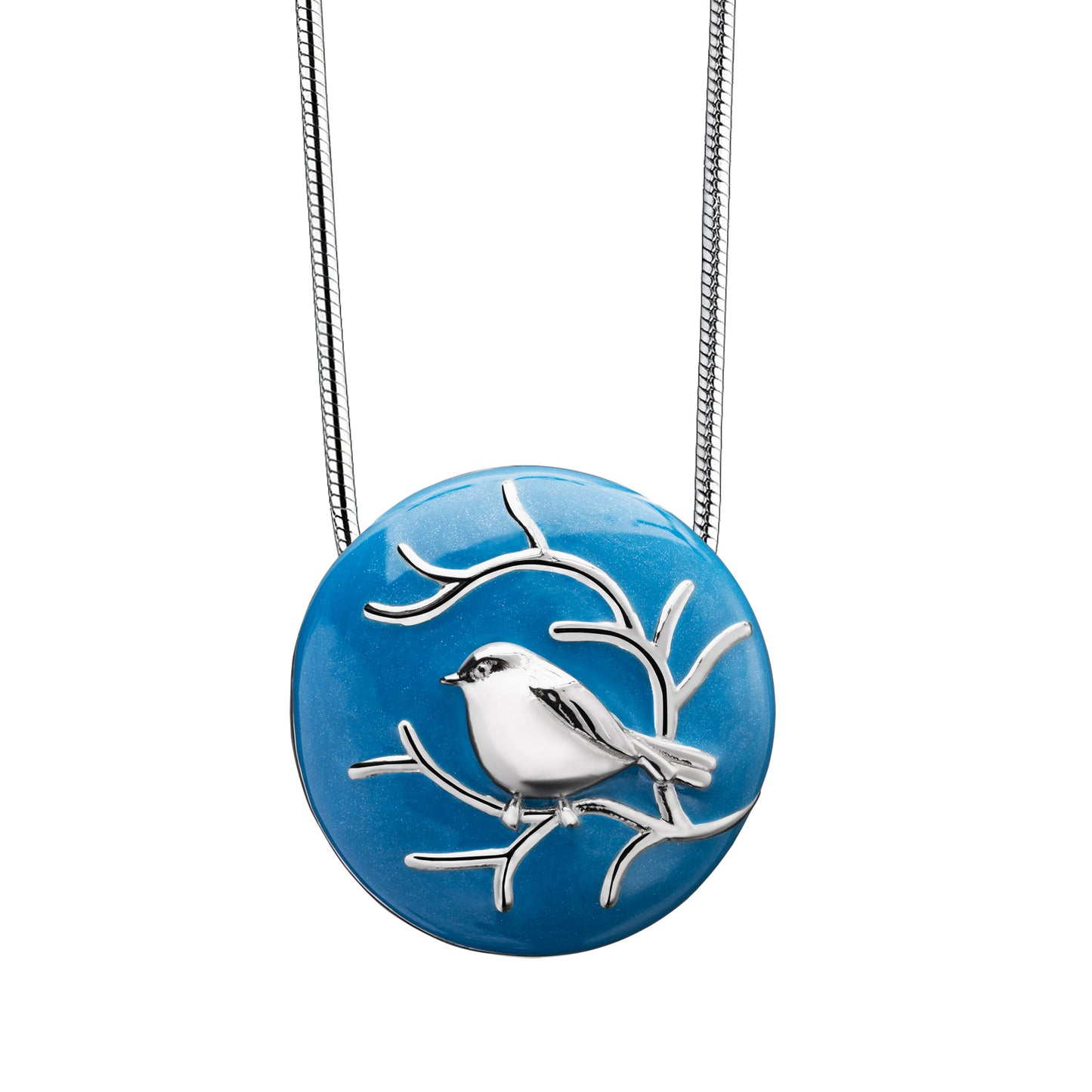 Pendant: Blessing Birds - Blue Enamel Rhodium Plated - PD1271*