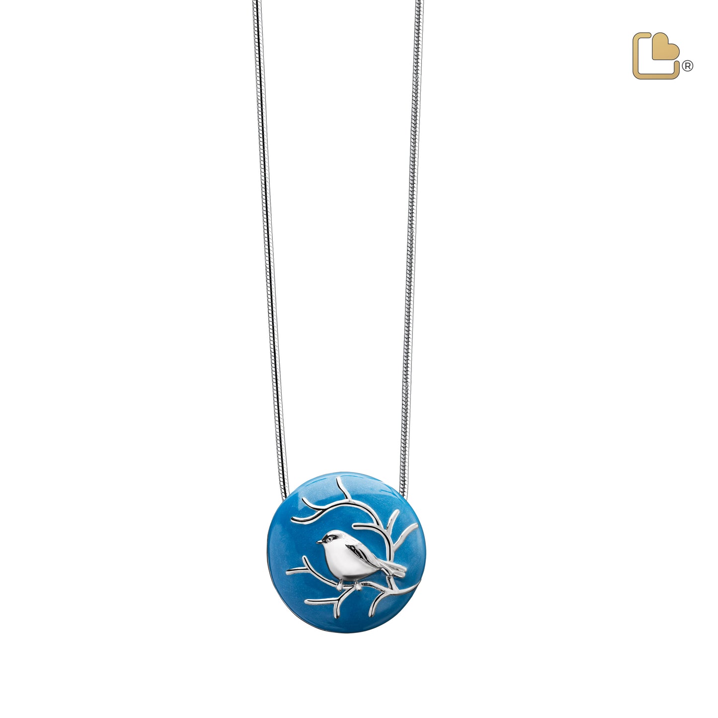 Pendant: Blessing Birds - Blue Enamel Rhodium Plated - PD1271*