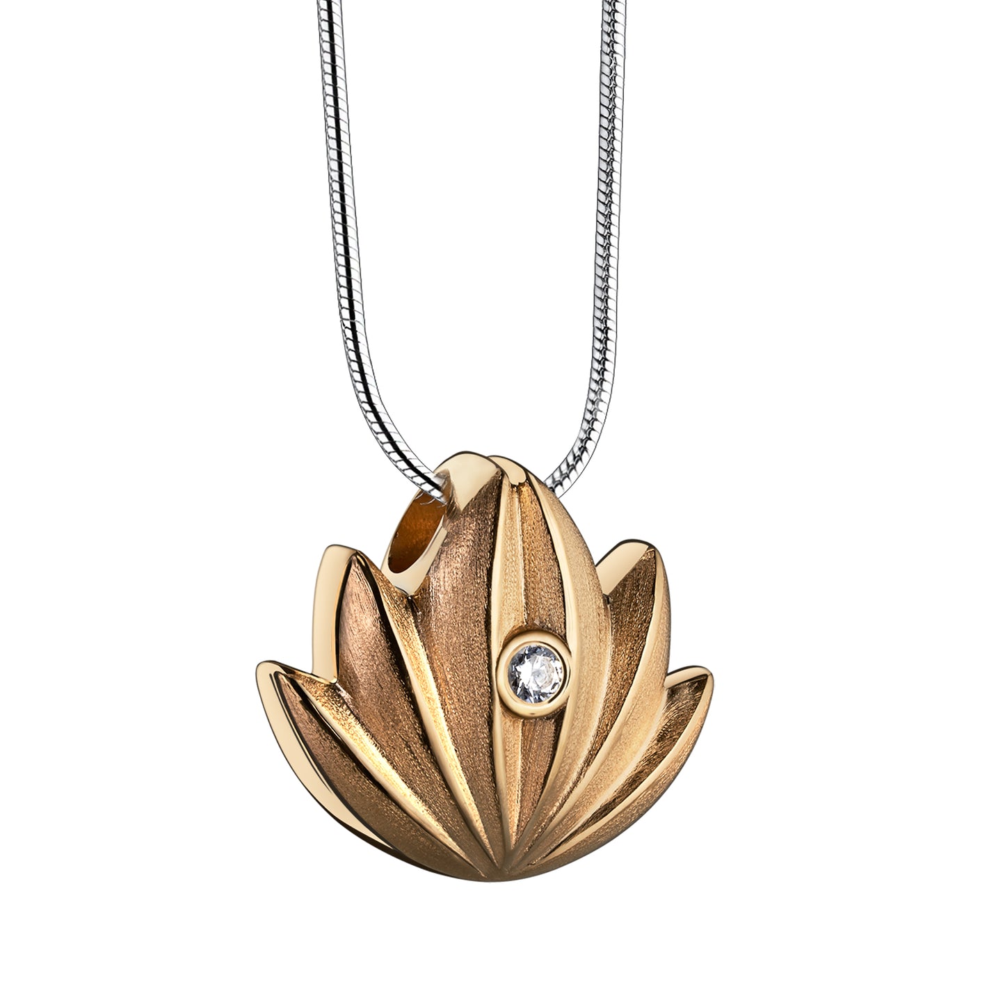 Pendant: Lotus - Gold Vermeil Two Tone w/Clear Crystal - PD1301*