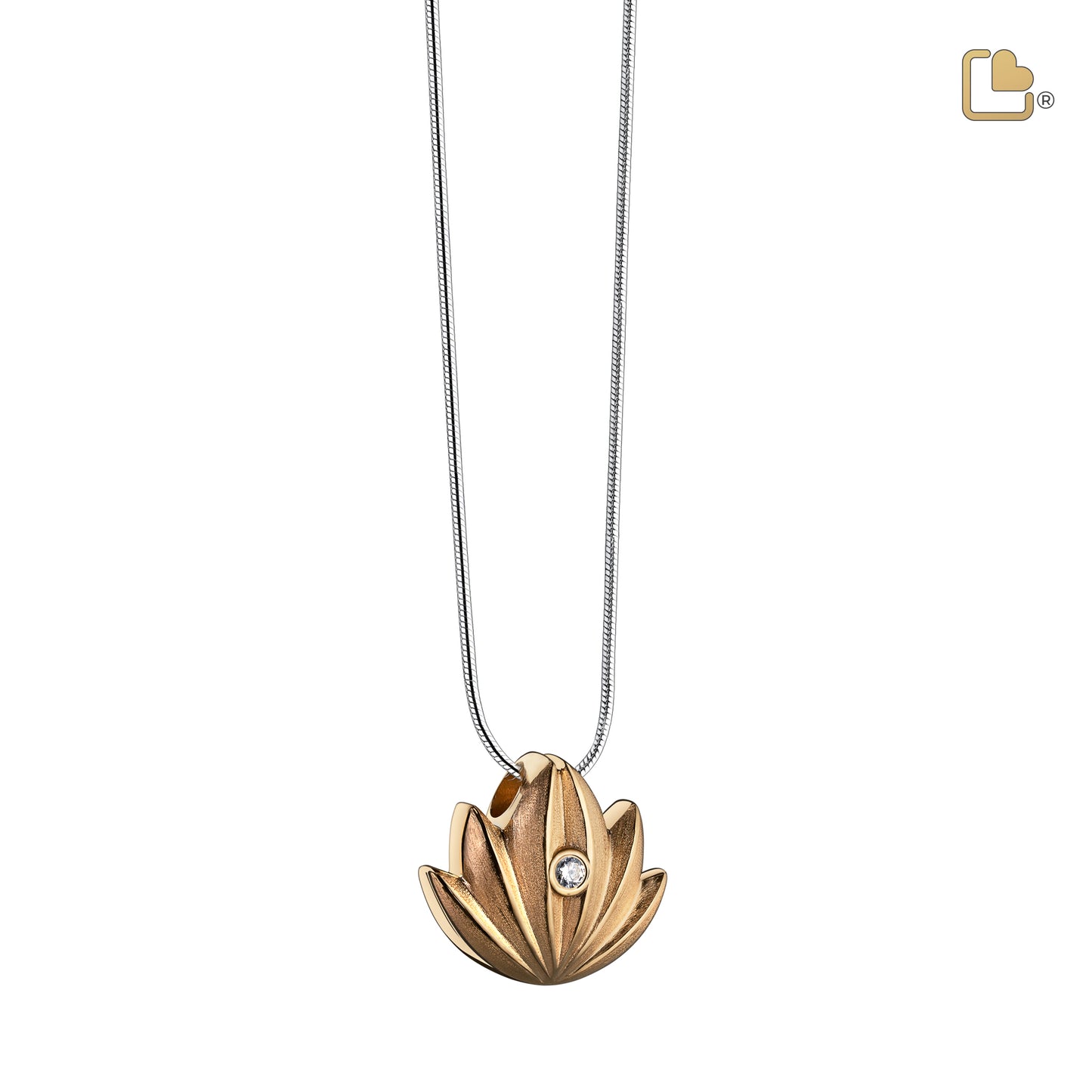 Pendant: Lotus - Gold Vermeil Two Tone w/Clear Crystal - PD1301*