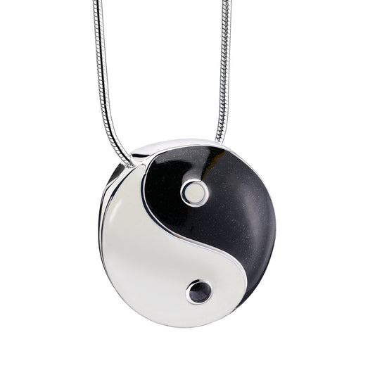 Pendant: Yin & Yang - Enamel Rhodium Plated - PD1310