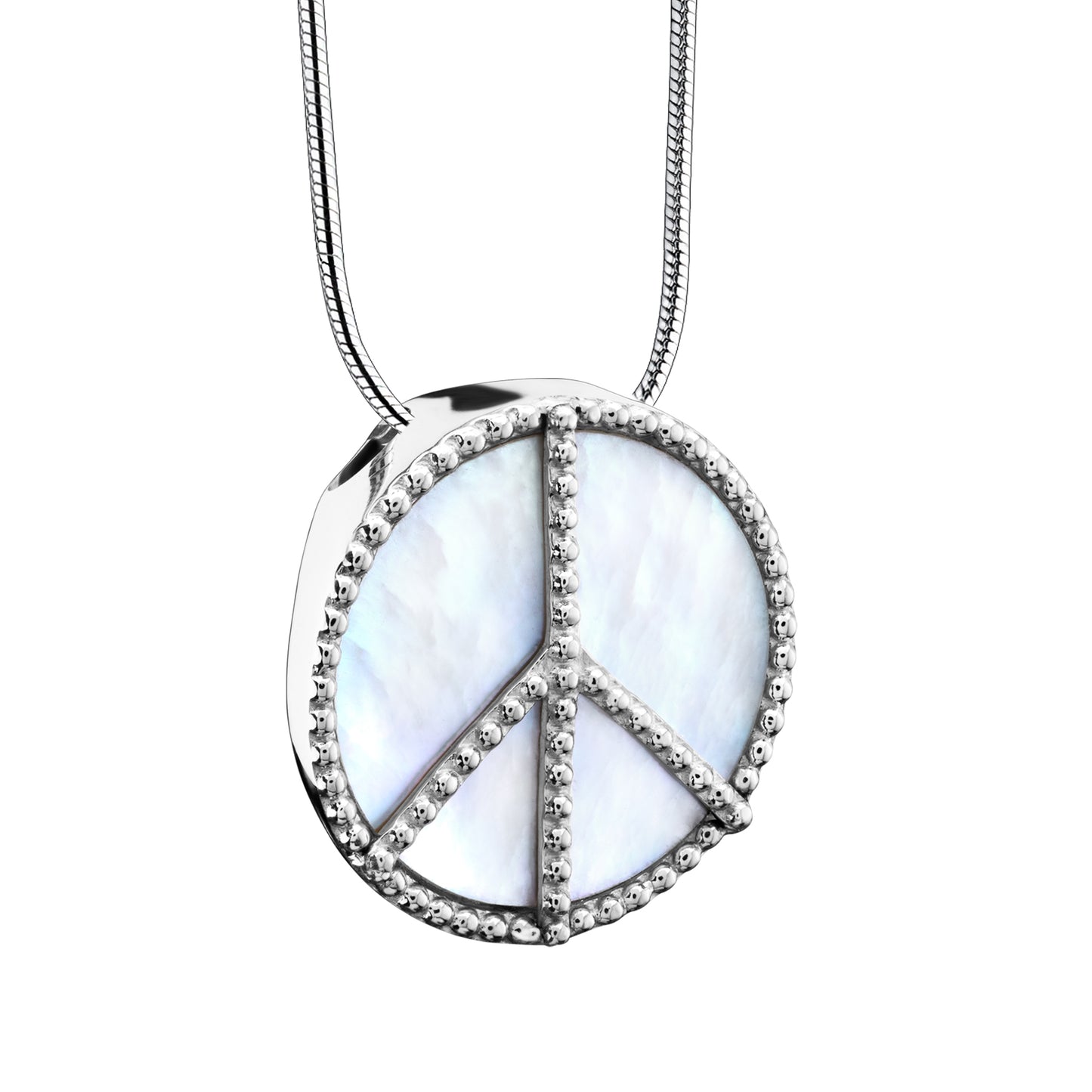 Pendant: Peace Mother of Pearl - Rhodium Plated - PD1320*