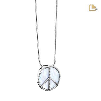 Pendant: Peace Mother of Pearl - Rhodium Plated - PD1320*