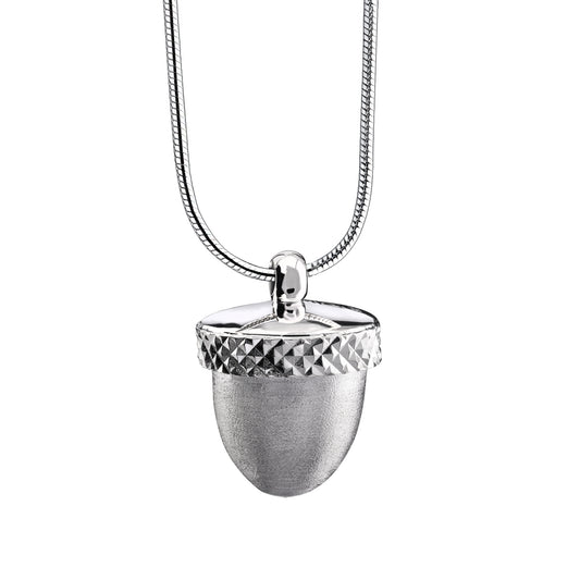 Pendant: Acorn - Rhodium Plated Two Tone - PD1340