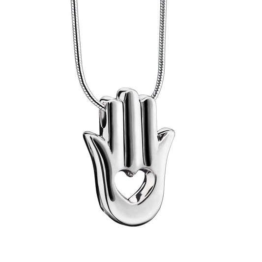 Pendant: Hamsa Hand - Rhodium Plated - PD1380