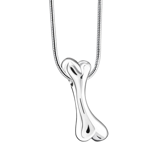 Pendant: Dog Bone - Rhodium Plated  - PD1410