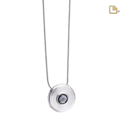 Pendant: Simplicity - Rhodium Plated w/Black Crystal - PD1440