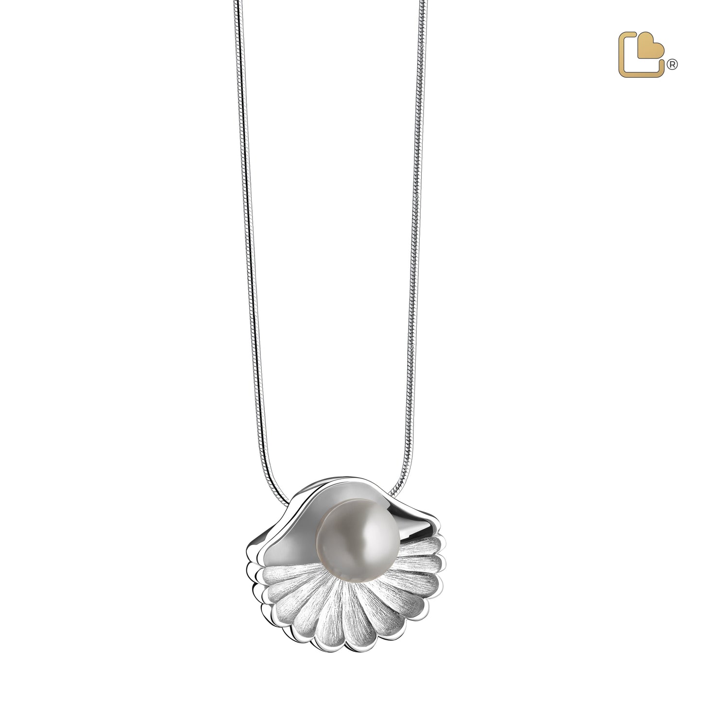 Pendant: Sea Shell Pearl - Rhodium Plated Two Tone - PD1480*