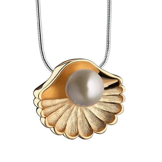 Pendant: Sea Shell Pearl - Gold Vermeil Two Tone - PD1481*