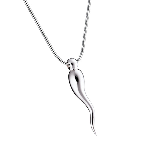 Pendant: Italian Horn - Rhodium Plated - PD1520*