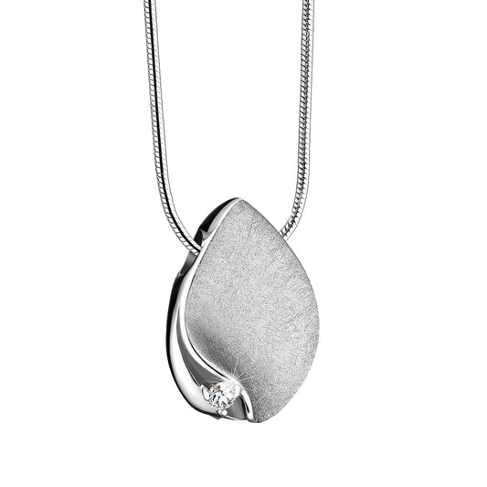 Pendant: TearDrop - Rhodium Plated Two Tone w/Crystal - PD1531