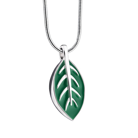 Pendant: Leaf - Enamel Rhodium Plated - PD1560*