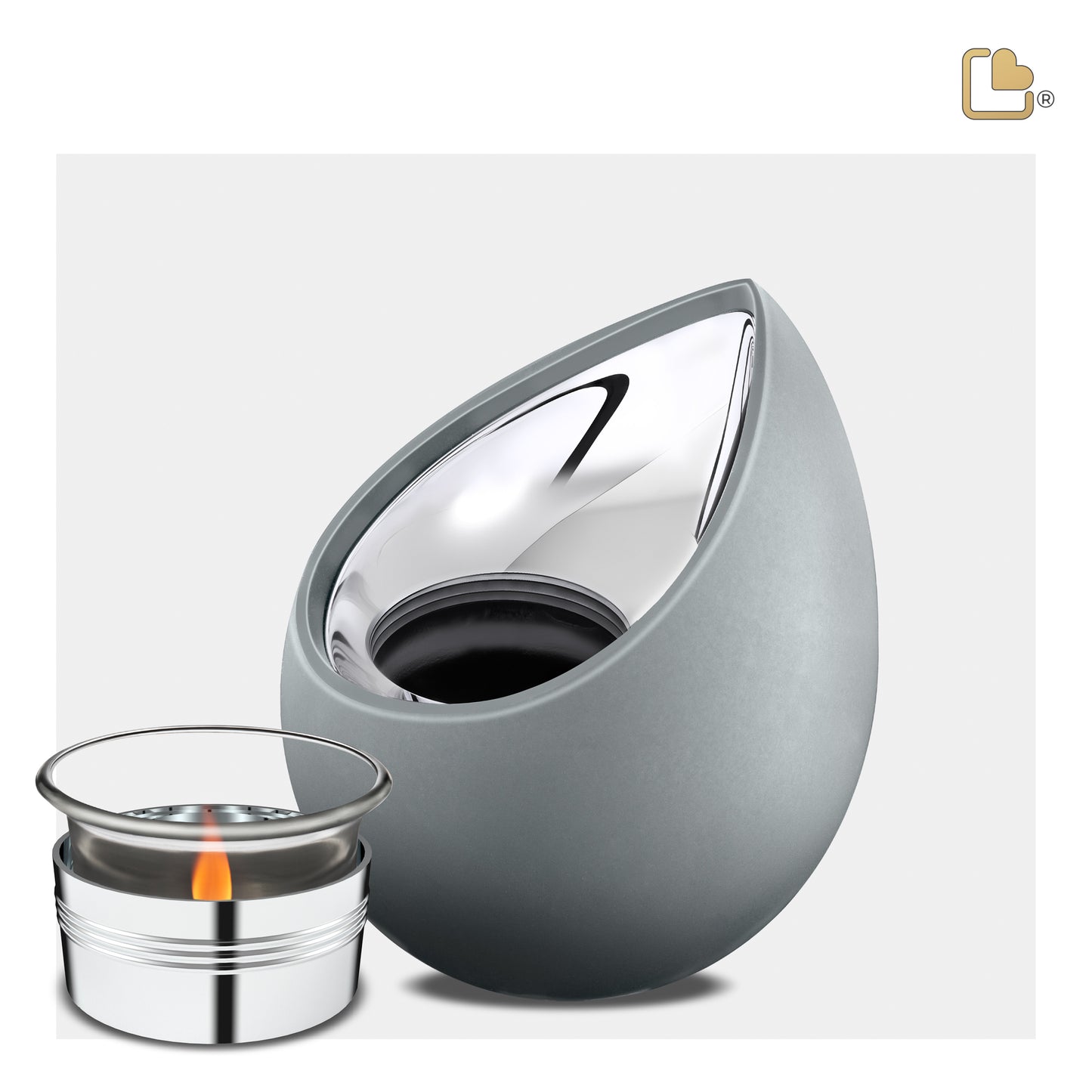 Drop™ Grey & Polished Silver (Tealight Urn) - T584*