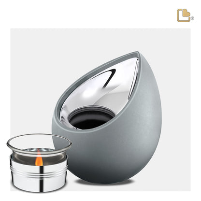 Drop™ Grey & Polished Silver (Tealight Urn) - T584*