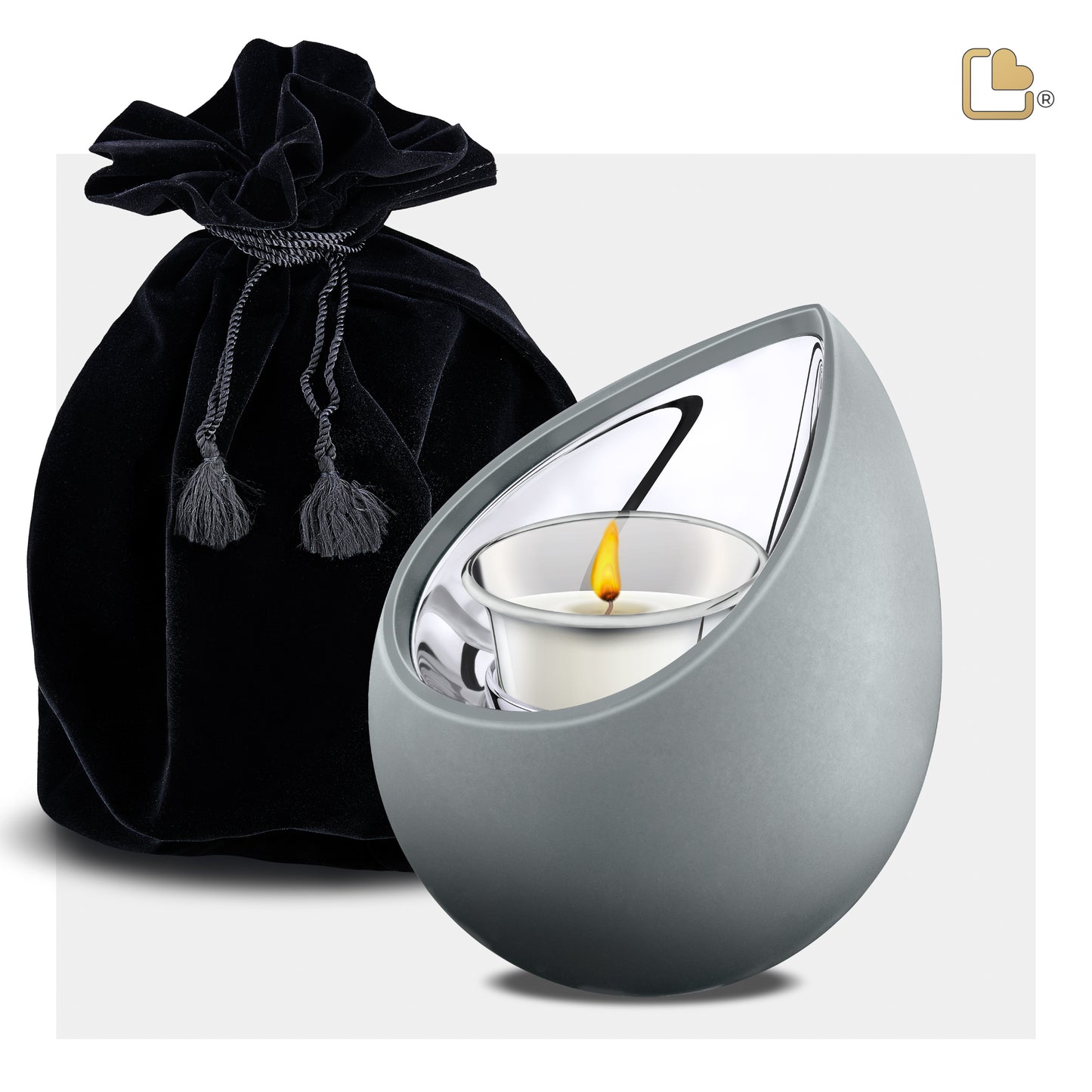 Drop™ Grey & Polished Silver (Tealight Urn) - T584*